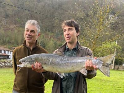 Un "Campanu" de siete kilos sale en el Narcea Un "Campanu" de siete kilos sale en el Narcea